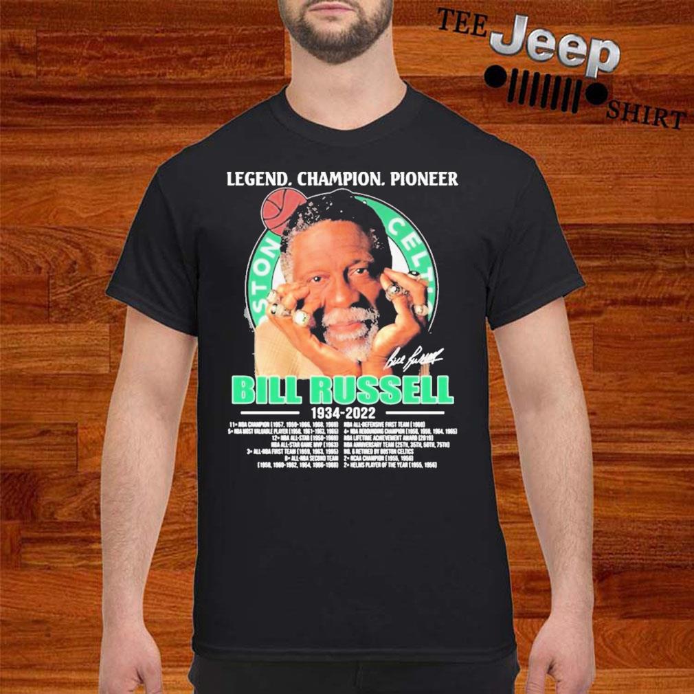 Official Legend champion pioneer bill russell 1934 2022 signature T-shirt