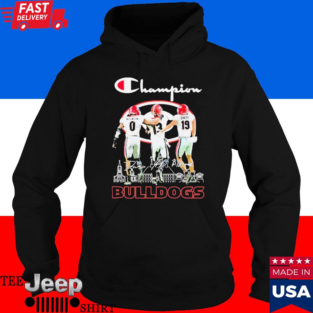 Champion Darnell Washington Stetson Bennett And Brock Bowers Georgia  Bulldogs Signatures Shirt, hoodie, sweater, long sleeve and tank top