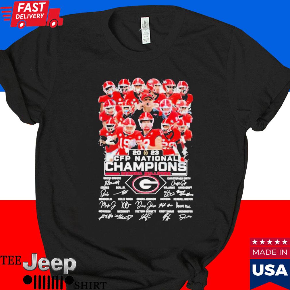 Tee5s-Georgia Bulldogs 2023 College Football Playoff National Champions  2023 signatures shirt - Ibworm