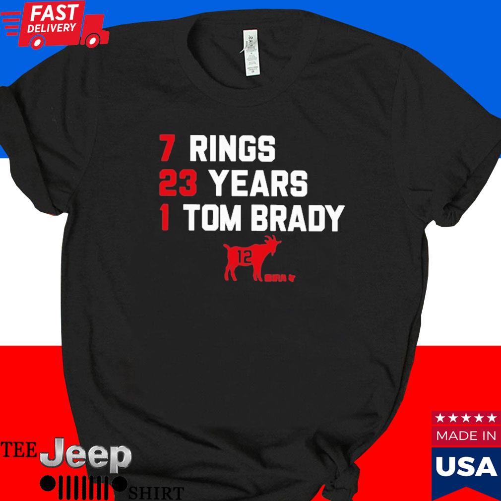 Official Goat 7 rings 23 years 1 Tom Brady T-shirt