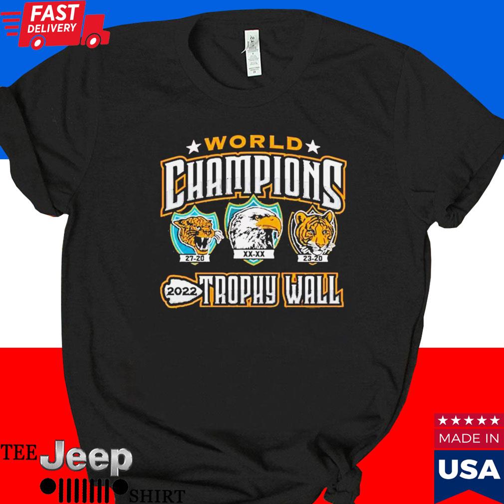 Official Kansas city Chiefs 2022 world champions trophy wall T-shirt