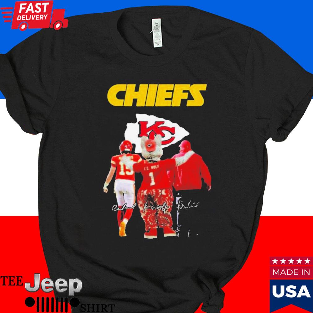 Official Kansas city Chiefs mascot Football signatures 2023 T-shirt