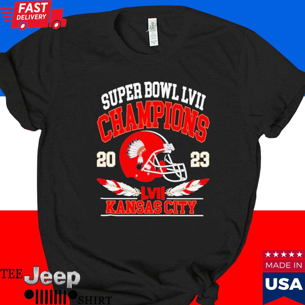 Official Kansas city Chiefs super bowl lviI 2023 champions helmet T-shirt