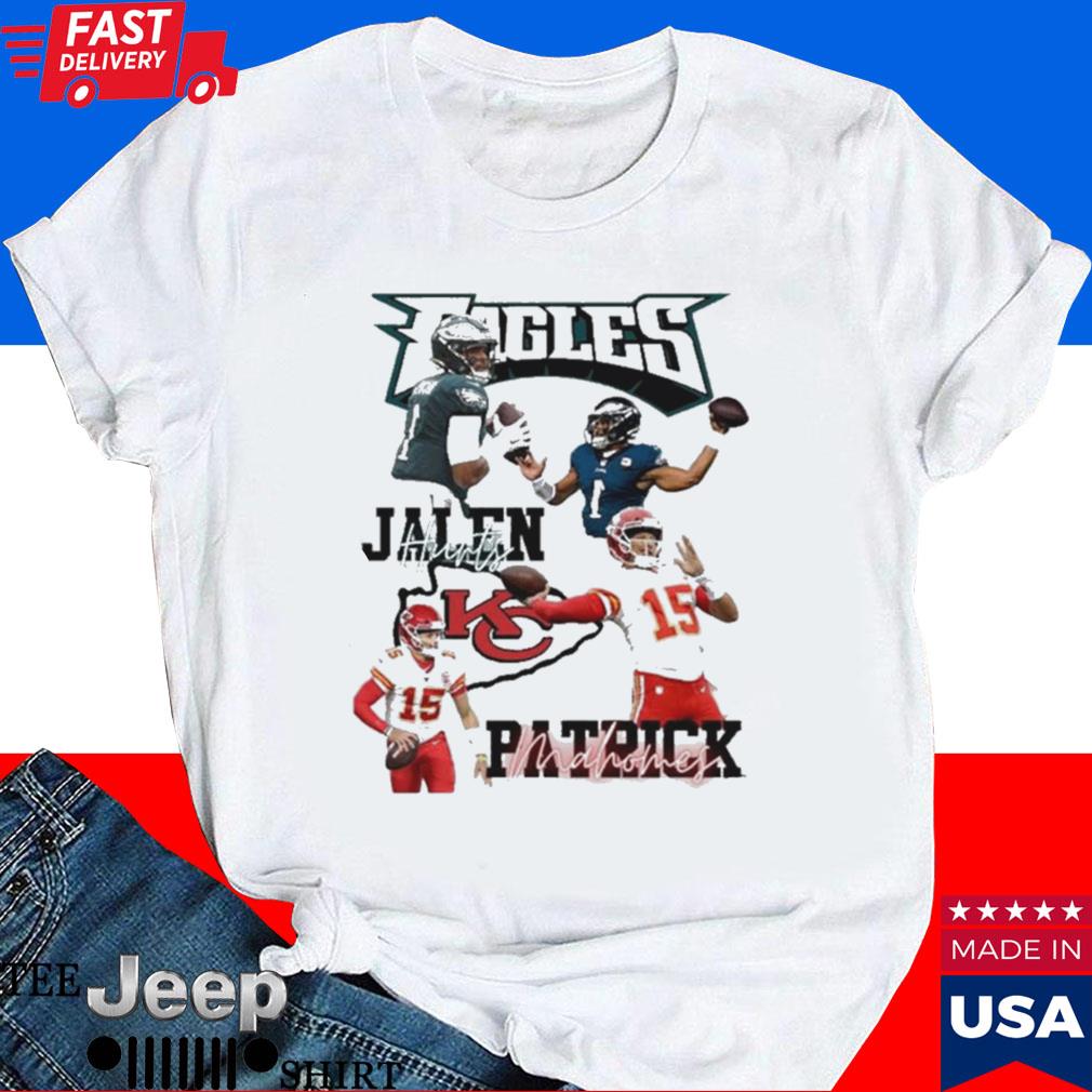 Official Super bowl lviI 2023 philadelphia eagles vs Kansas city Chiefs jalen hurts vs patrick mahomes signatures T-shirt
