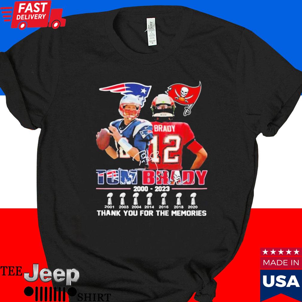 Official Tom Brady 2000 2023 thank you for the memories signatures T-shirt