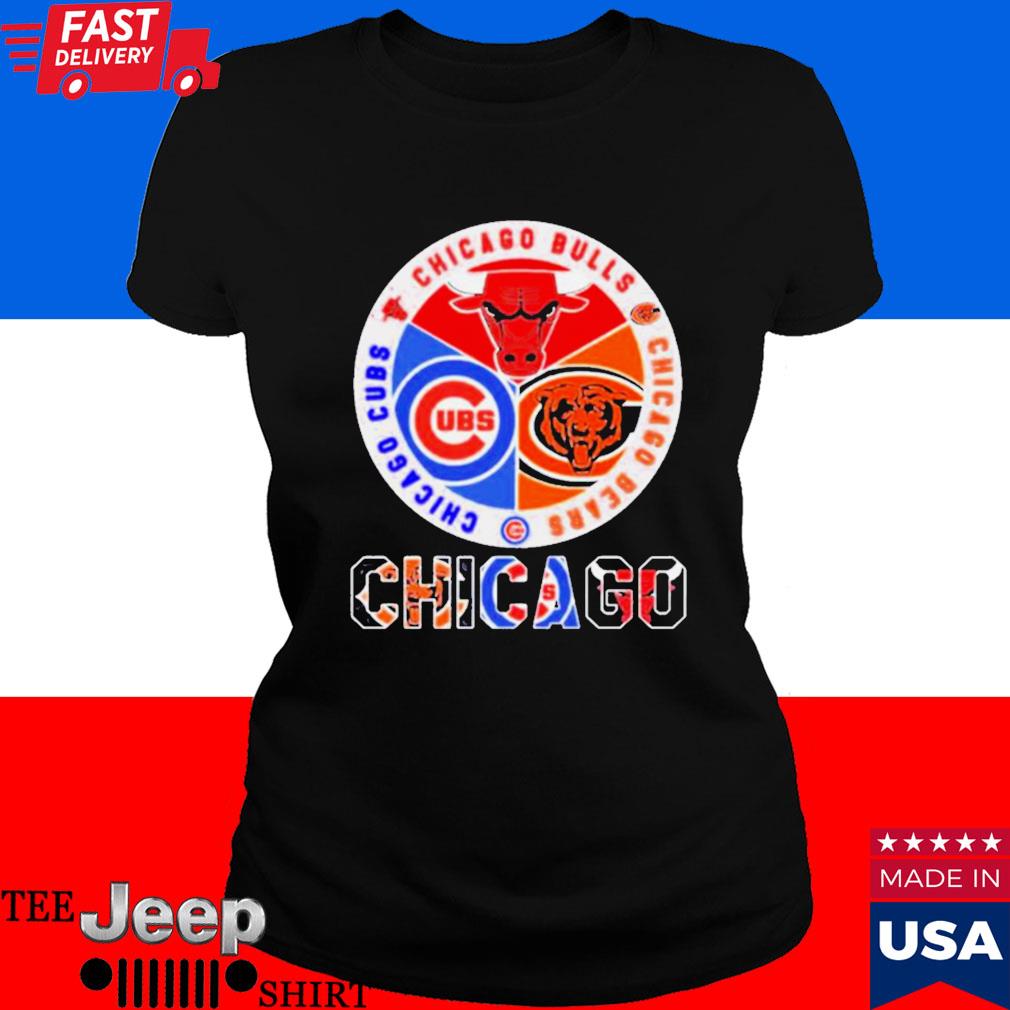 Chicago bulls chicago bears and Chicago Cubs logo teams new design 2023 t  shirt - teejeep