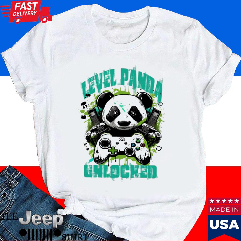 Official Level panda unlocked funny slogan for a gamer T-shirt