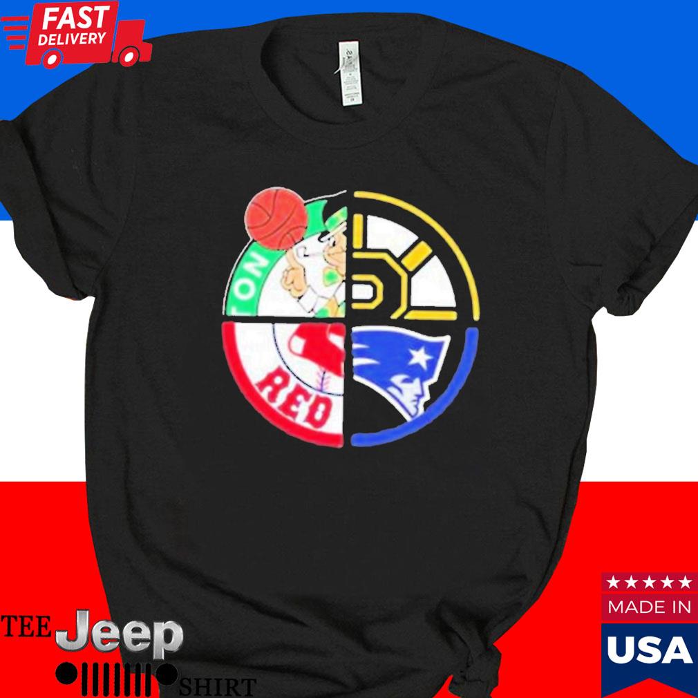 Boston Celtics Boston Bruins Boston Red Sox New England Patriots sports  quad circle logo 2023 T-shirt, hoodie, sweater, long sleeve and tank top