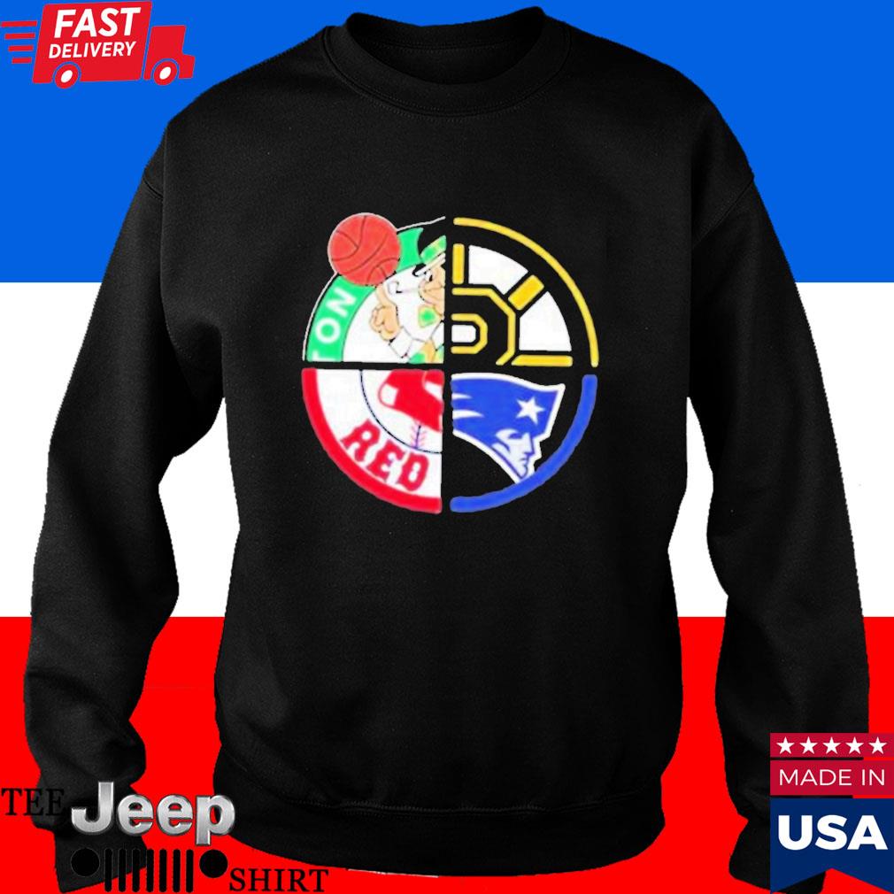 Boston Celtics Boston Bruins Boston Red Sox New England Patriots sports  quad circle logo 2023 T-shirt, hoodie, sweater, long sleeve and tank top