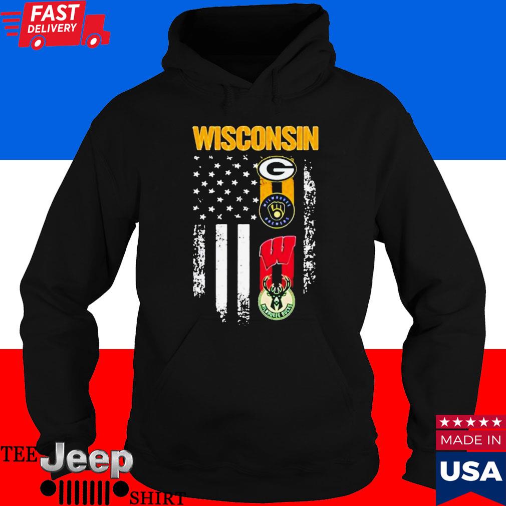 Official Wisconsin Badgers Green Bay Packers Milwaukee Brewers And  Milwaukee Bucks Unisex T t-shirt, hoodie, longsleeve, sweater