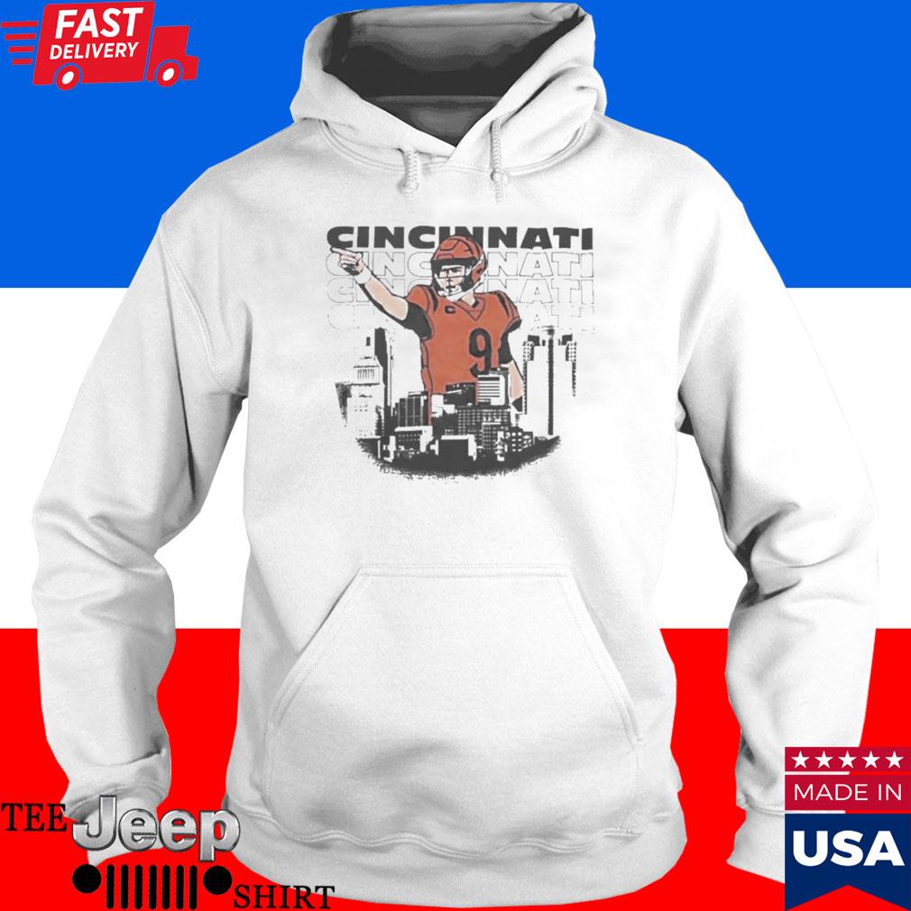 Joe Burrow No 9 Cincinnati Skyline Shirt - Peanutstee