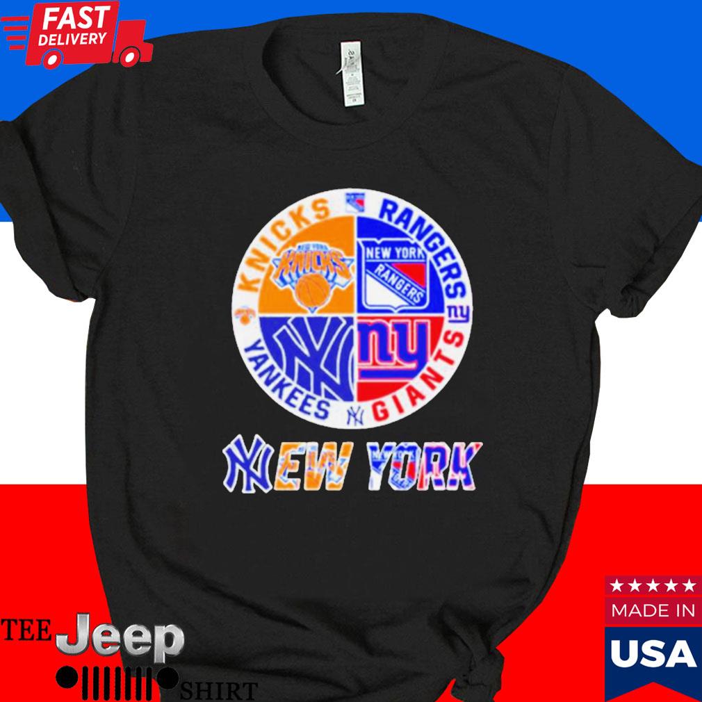 Official New York sport teams New York Yankees, Giants, Rangers and Knicks  logo shirt, hoodie, sweater, long sleeve and tank top