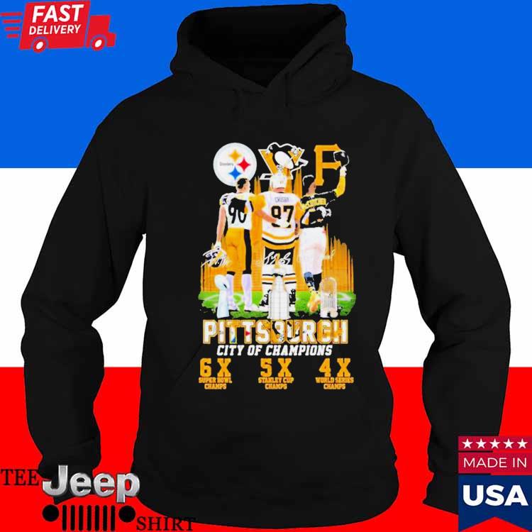 Official pittsburgh City Of Champions Steelers Penguins Pirates Shirt,  hoodie, sweater, long sleeve and tank top