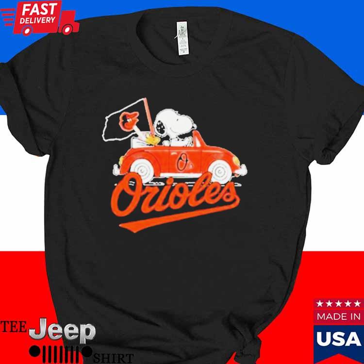 Snoopy Drives Car With Baltimore Orioles Flag Shirt - teejeep