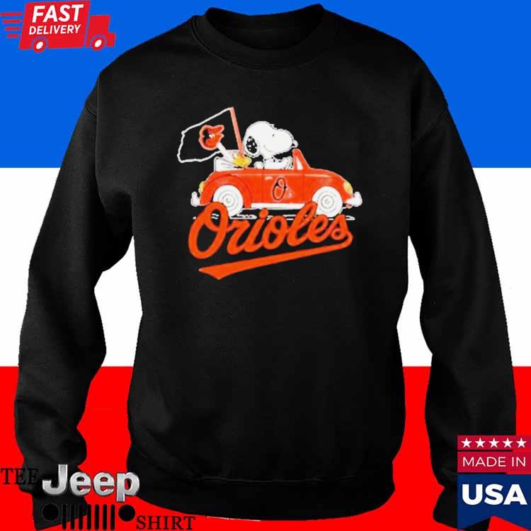 Snoopy Drives Car With Baltimore Orioles Flag Shirt - teejeep