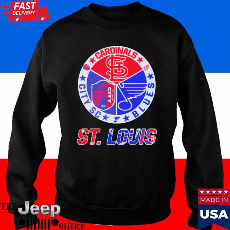Official St louis city sc st louis cardinals st louis blues logo T