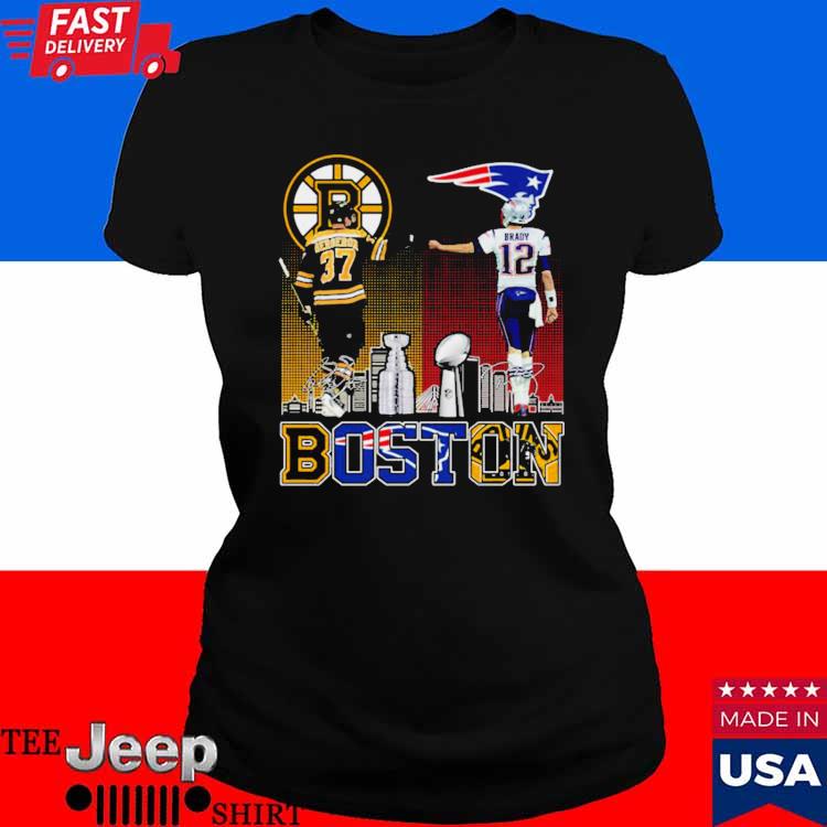 Boston Bruins Bergeron And New England Patriot Tom Brady Champions T Shirt  - Growkoc