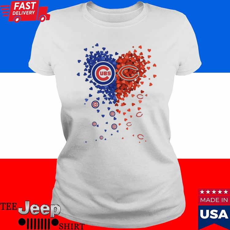 Official Chicago bears chicago cubs tiny heart shape 2023 shirt, hoodie,  sweater, long sleeve and tank top