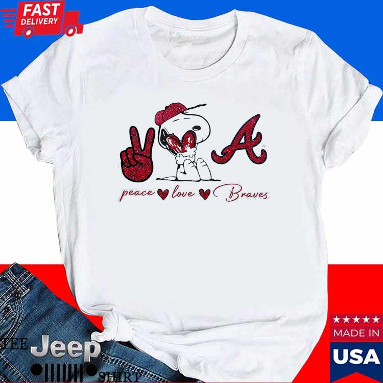 Funny Atlanta Braves T Shirt Official Snoopy Atlanta Braves Peace