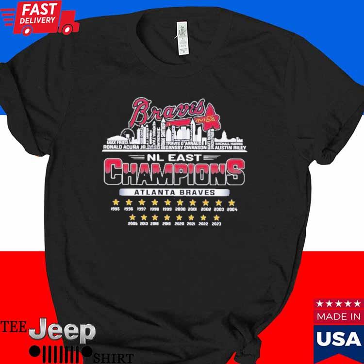 Official atlanta braves 2023 nl east champions skyline shirt, hoodie,  sweater, long sleeve and tank top