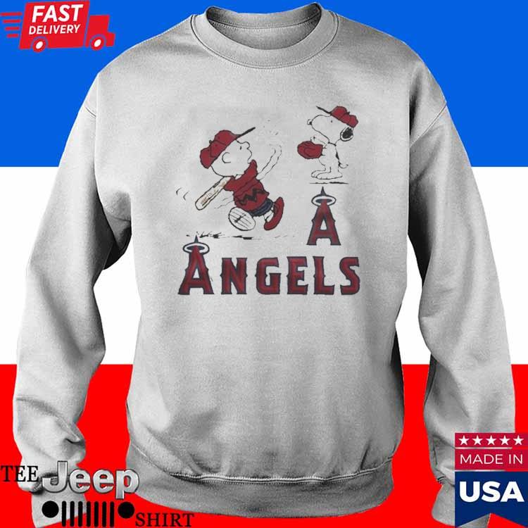 Charlie Brown And Snoopy Playing Baseball Los Angeles Angels Mlb 2023 T- shirt,Sweater, Hoodie, And Long Sleeved, Ladies, Tank Top