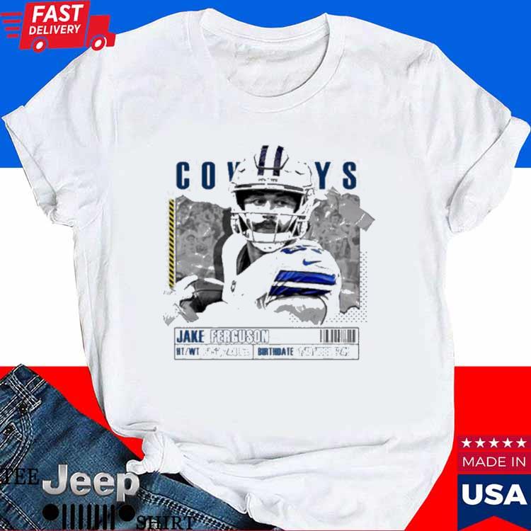 Jake Ferguson Dallas Cowboys Men's Navy Name & Number Logo T-Shirt 