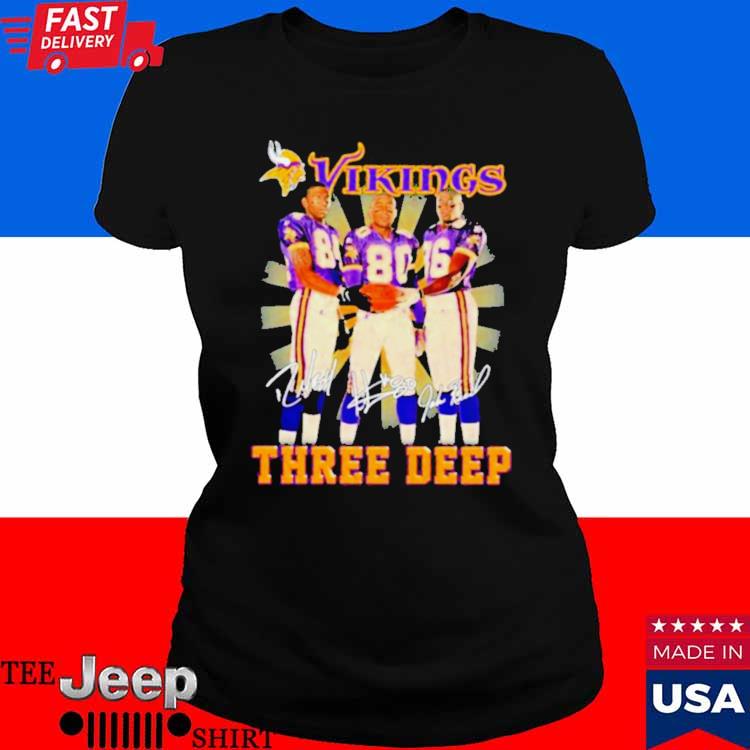 Minnesota vikings three deep jake reed cris carter randy moss signatures  shirt, hoodie, sweater, long sleeve and tank top