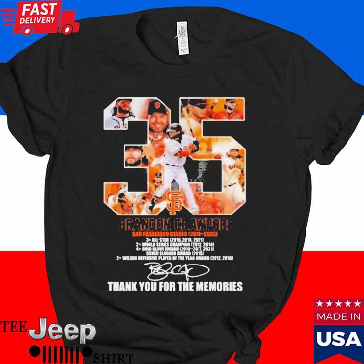 Brandon Crawford 35 San Francisco Giants Thank You For The Memories Shirt,  hoodie, sweater, long sleeve and tank top