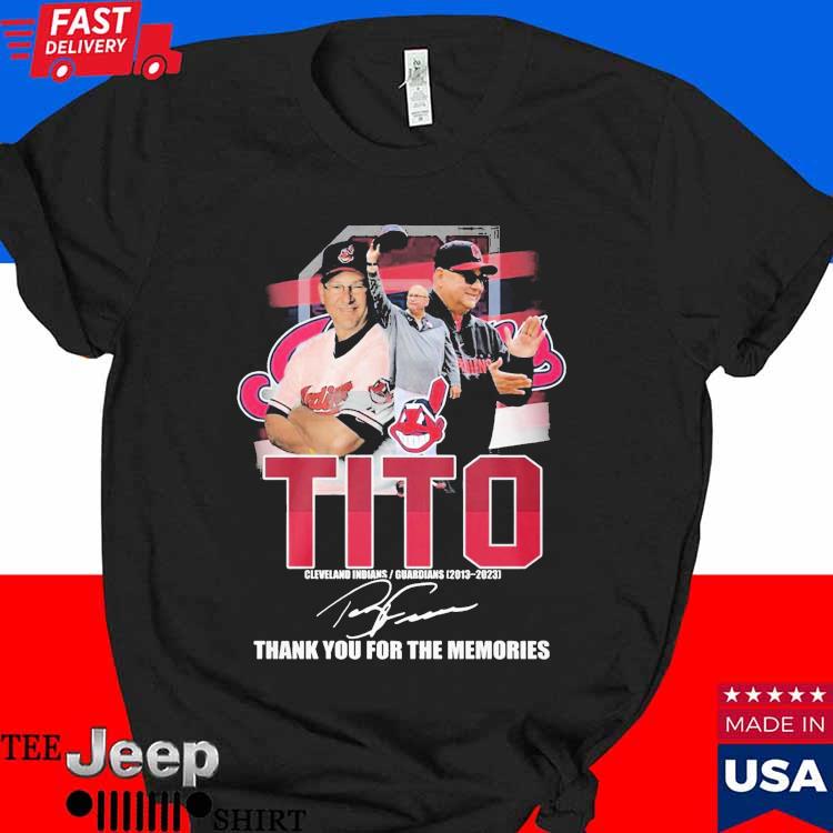 Official Tito Cleveland indians guardians 2013 2023 thank you for the  memories T-shirt, hoodie, tank top, sweater and long sleeve t-shirt