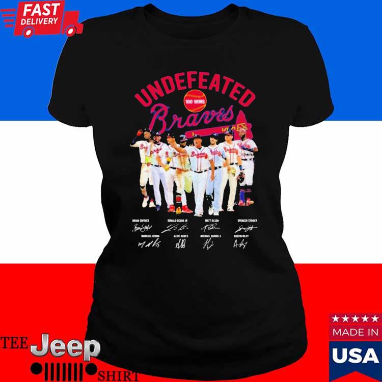 Atlanta Braves Undefeated 100 Wins Signatures t-shirt - ColorfulTeesOutlet